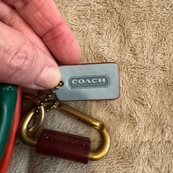 Coach Turnlock Keychain / bag charm with multi color leather - Picture 2 of 6